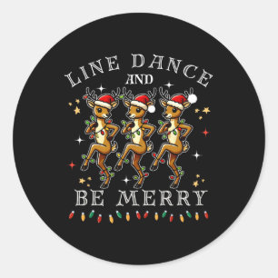 Sticker Rond Reindeer Line Danse Et Soyez Joyeux Noël Festif