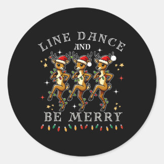 Sticker Rond Reindeer Line Danse Et Soyez Joyeux Noël Festif