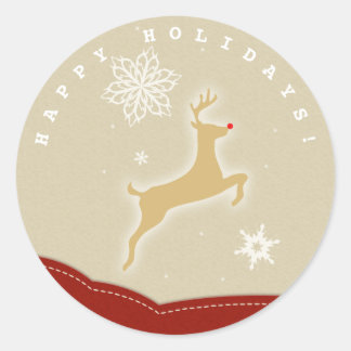 Sticker Rond Reindeer rouge et or