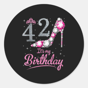 Sticker Rond Reine 42 ans 42e anniversaire jour heureux