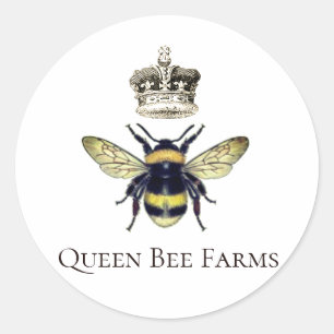 Sticker Rond Reine Bee Et Couronne Royale