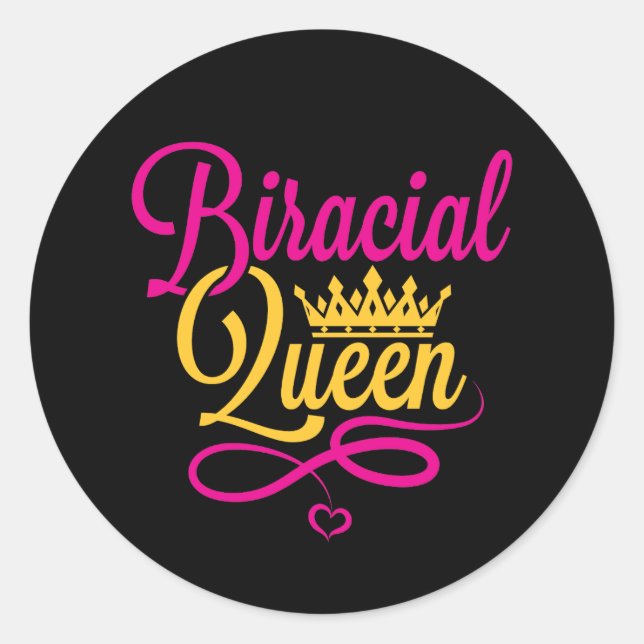 Sticker Rond Reine Biracial Femme de race mixte (Devant)