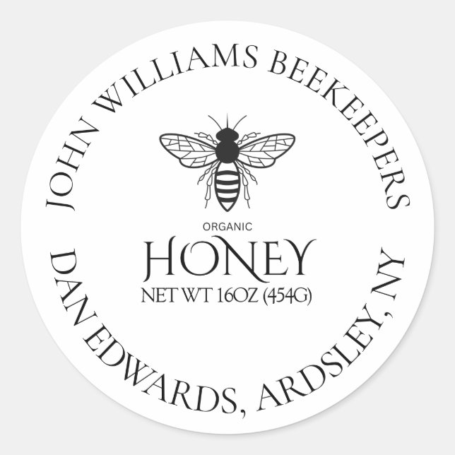 Sticker Rond Reine d'abeille à miel biologique  (Devant)