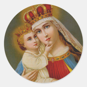 Sticker Rond Reine de bébé béni par ciel Jésus de Vierge Ma