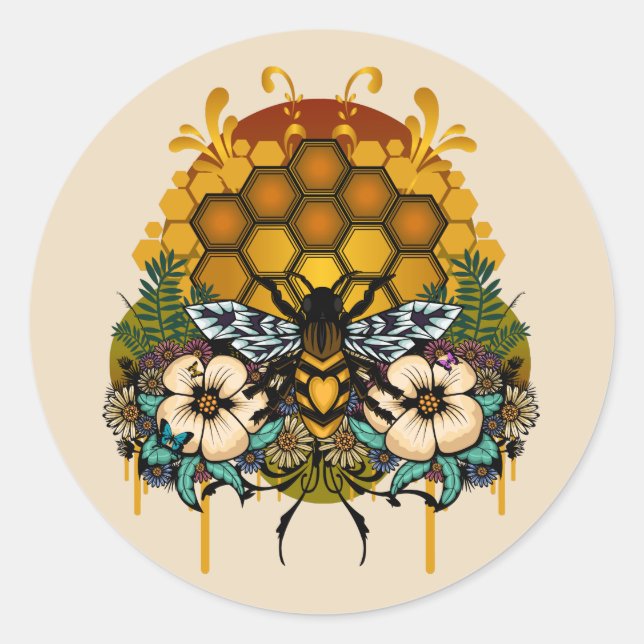 Sticker Rond Reine des abeilles (Devant)