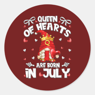 Sticker Rond Reine Des Coeurs Anniversaire Gnome Pour La Légend