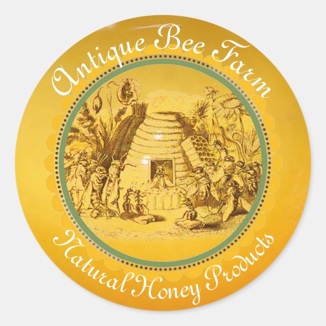 Sticker Rond REINE DES HONEY BEES EN SKEP / BEEKEEPER Circle (Devant)