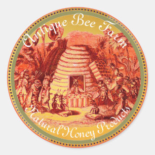 Sticker Rond REINE DES HONEY BEES EN SKEP / BEEKEEPER Circle