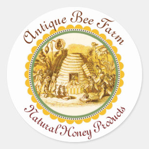 Sticker Rond REINE DES HONEY BEES EN SKEP / BEEKEEPER Circle
