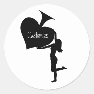 Sticker Rond Reine des pique tenant de l'As noir Thunder_Cove