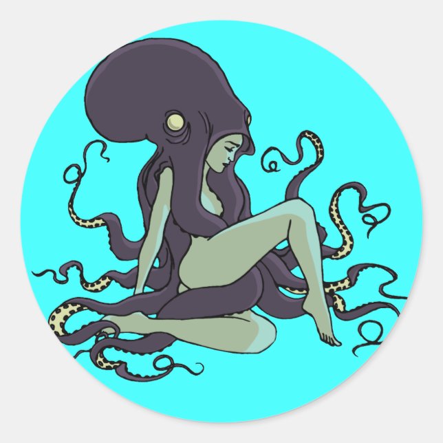 Sticker Rond Reine des poulpes (Devant)