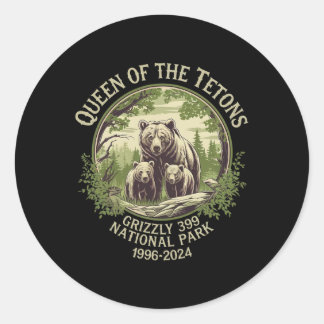 Sticker Rond Reine Des Tétons Grizzly 9 Réserve faunique 19