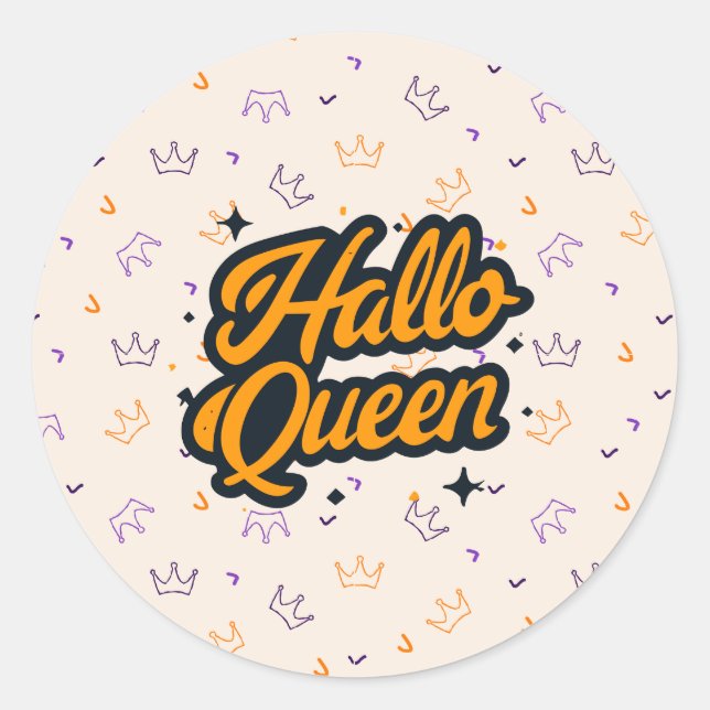 Sticker Rond Reine d'Halloween, reine d'Halloween rétro, art d' (Devant)