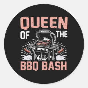 Sticker Rond Reine du barbecue Bysh BBQ Party 