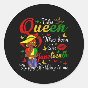Sticker Rond Reine noire afro-américaine joyeux anniversaire