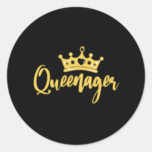 Sticker Rond Reine or ager, reine dramatique adolescent