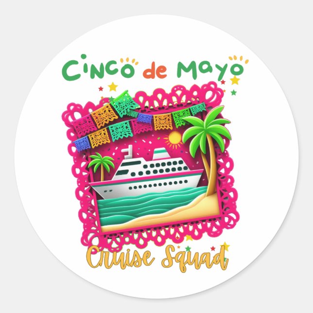 Sticker Rond Rejoignez la Fiesta Cinco de Mayo Cruise Squad (Devant)