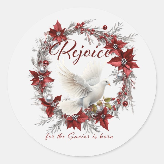 Sticker Rond Réjouissez pour le Sauveur naît - Noël (Devant)