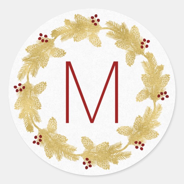 Sticker Rond Réjouissez-vous avec Dove Gold Holiday Wreath (Devant)
