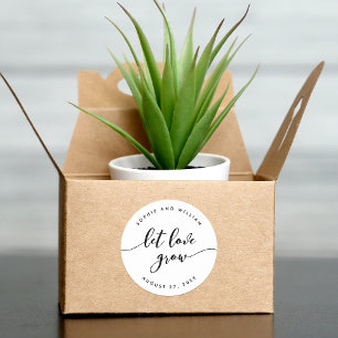 Sticker Rond Relax Script Let Love Grow Wedding Favor