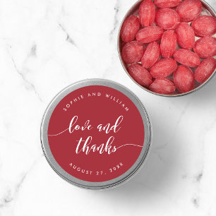 Sticker Rond Relax Script Love and Thanks Custom Color Mariage