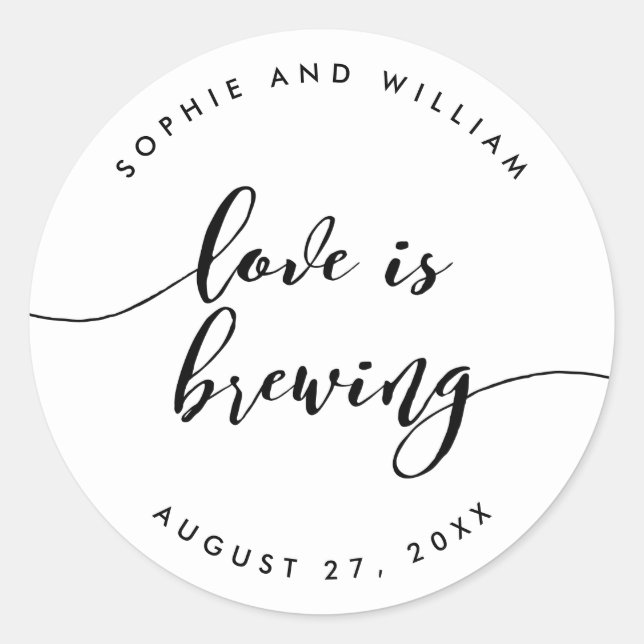 Sticker Rond Relax Script Love est l'amour de mariage brasser F (Devant)