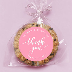 Sticker Rond Relax Script Merci Pastel Pink