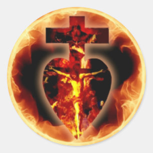 Sticker Rond Religieux catholique Crucifix Sainte Trinité