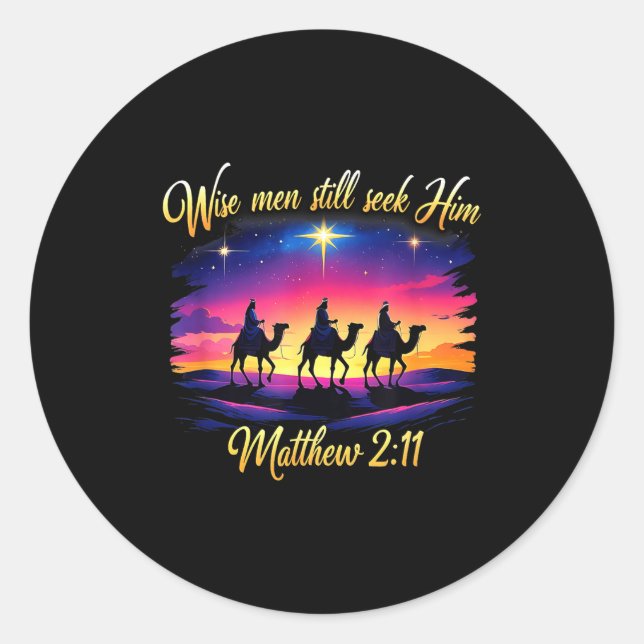 Sticker Rond Religious Christmas Wise Men Still Seek Him 3 King (Devant)