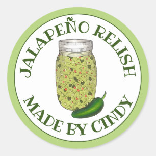 Sticker Rond Relish de Piment Fort Jalapeño Jalapeño Mis en con
