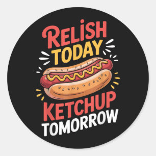 Sticker Rond Relish Ketchup Demain Hot Dog Jardin Barbecue Nour
