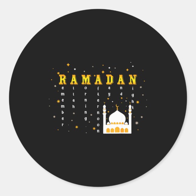 Sticker Rond Remember Allah Ramadan Mubarak Kareem  (Devant)