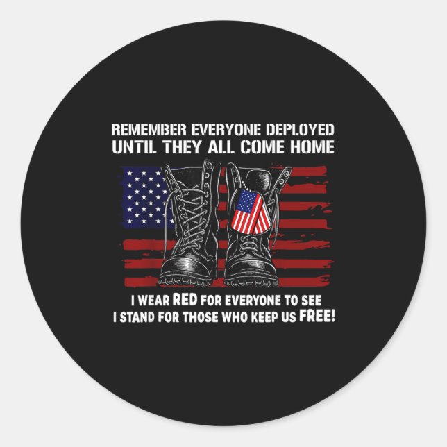 Sticker Rond Remember Everyone Deployed Friday Military America (Devant)