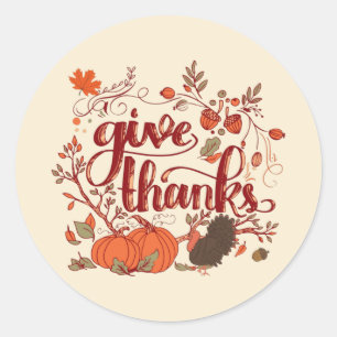 Sticker Rond Remercie la récolte d'automne, Turquie Thanksgivin
