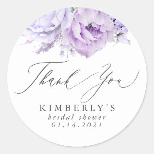 Sticker Rond Remerciement botanique floral violet poussiéreux