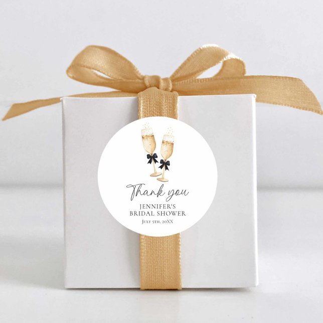 Sticker Rond Remerciement Champagne Moderne (Bubbly Bridal Shower thank you Stickers)