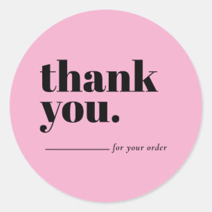 Sticker Rond Remerciement Client Entreprise Rose Minimaliste