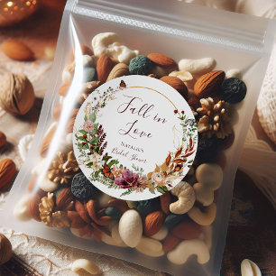 Sticker Rond Remerciement de Baby Shower Floral Automnal Rustiq