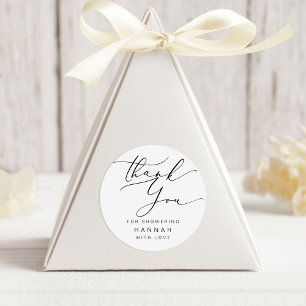 Sticker Rond Remerciement de Baby Shower Mariée Minimaliste Mod