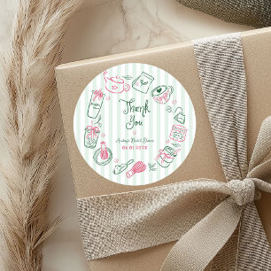 Sticker Rond Remerciement de Baby Shower Minimal Parfait Matcha