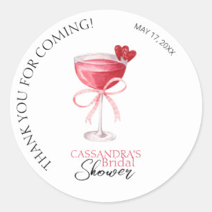 Sticker Rond Remerciement de Baby Shower Moderne Cocktail Ruban