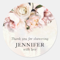Remerciement de Baby Shower Rose Floral Rouge Clai
