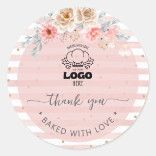 Sticker Rond Remerciement de logo de boulangerie personnalisé b