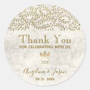 Sticker Rond Remerciement de mariage élégant en or