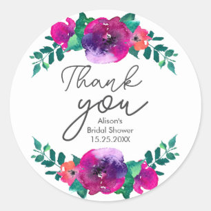 Sticker Rond Remerciement de mariage floral coloré Bright & Bol