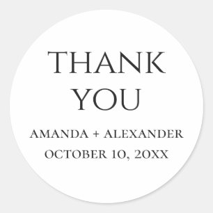 Sticker Rond Remerciement de mariage minimaliste noir et blanc