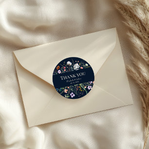 Sticker Rond Remerciement de mariage pour prairie de fleurs sau