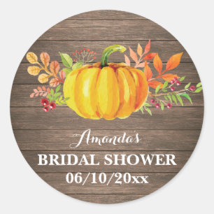 Sticker Rond Remerciement de Mariage Rustique d'Automne Citroui