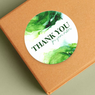 Sticker Rond Remerciement de petite entreprise abstraite aquare