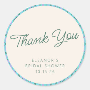 Sticker Rond Remerciement de Remise de Cadeaux de Mariage Bleu 
